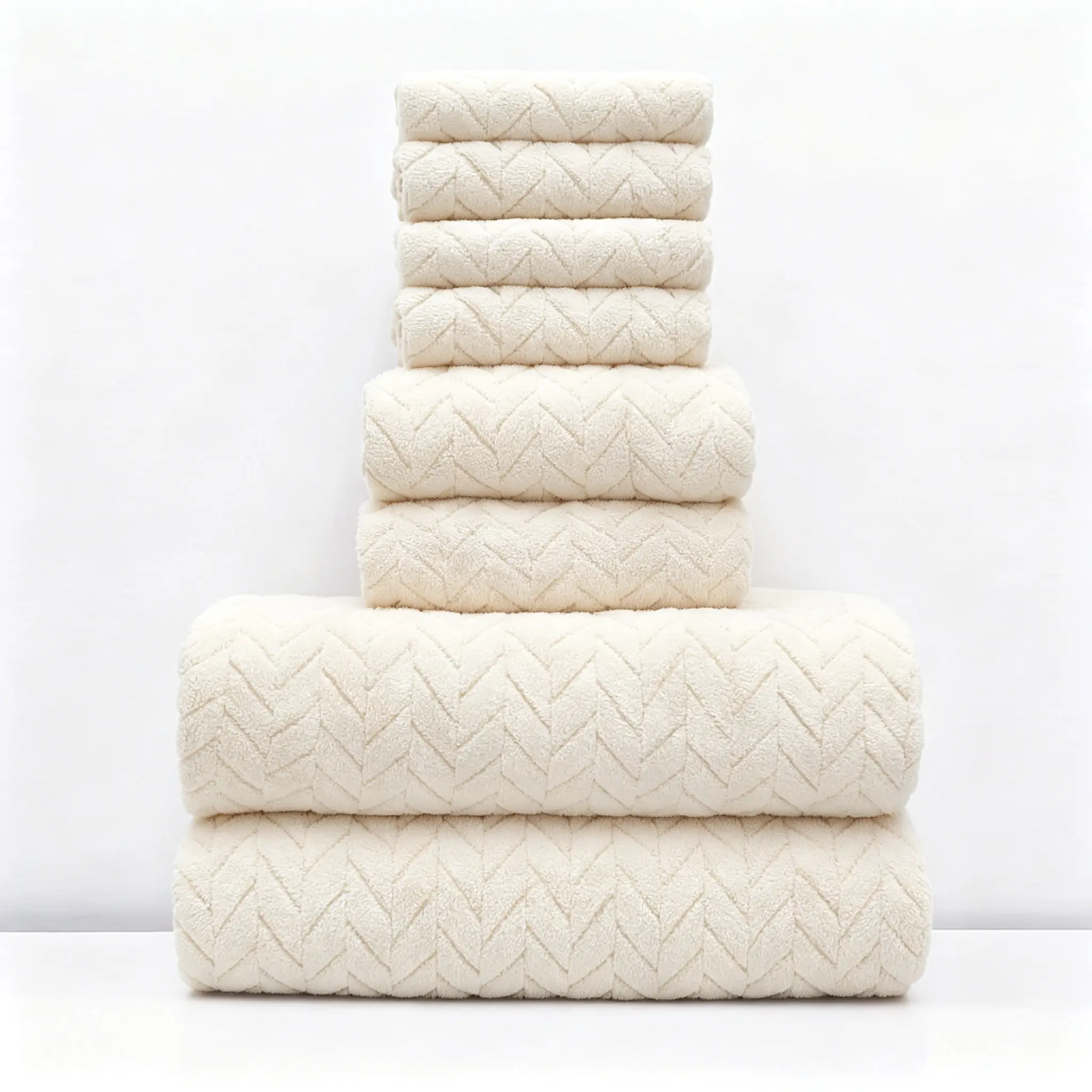 Luxury Jacquard Cotton Towel Set - Ultra Soft, Highly Absorbent, Quick-Dry, Plush Textured Bathroom Home Supplies for Home, Hotel Use