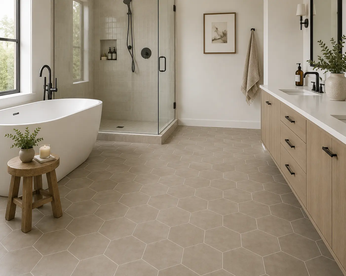 Marazzi Moroccan Concrete 8 x 8 Hexagon Tile - Taupe | Spotlight Savings