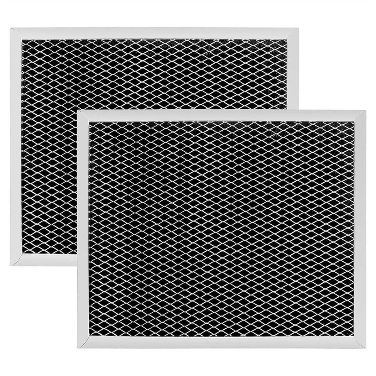 2-Pack Rectangular Range Hood Filter, Aluminum Mesh and Charcoal for Grease and Odor Control, Replacement for Part 97007696, 10.5 x 8.75 x 0.37 in, Kitchen, Ventilation