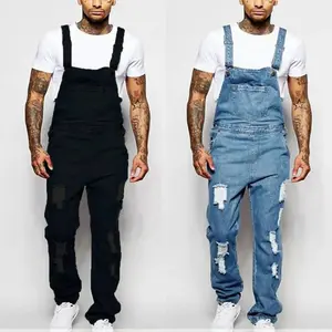 DenimBibOverallMen'sSolidFashionPocketsDenimBibOverallsLooseSuspenderJeansTrousersMaleDailyClassicCasualJumpsuitAutumnWinter Menswear Formal