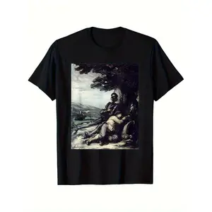 Don Quixote and Sancho Panza Graphic T-Shirt: Classic literature tee, breathable, everyday wear, for men and women, machine washable. Perfect gift for book lovers, Father's Day, birthdays. Sizes S-XX.