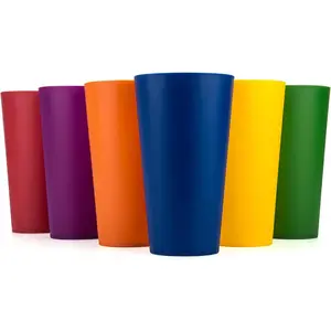 32-ounce Plastic Tumblers Large Drinking Glasses, set of 6 Multicolor