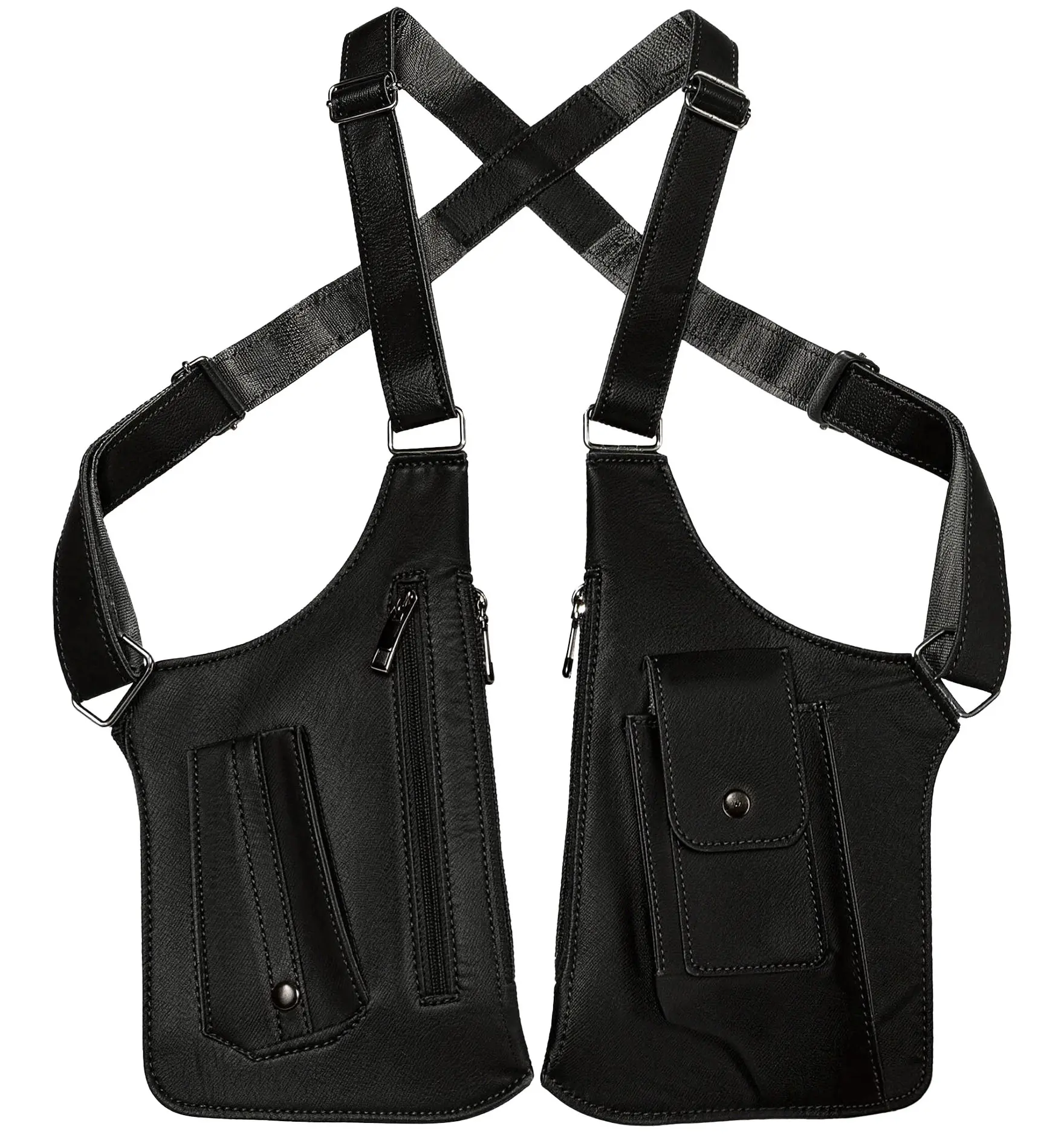 ECGER Large Double Shoulder Armpit Bag - Underarm Holster for Men, Anti-Theft Concealed Crossbody Wallet|phone Pouch for Outdoor Travel Cycling Work, Premium PU Leather