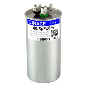 CINACE 40+5uF 40/5MFD ±6%  Dual Run Circular and Start Capacitor For Air Conditioner, AC Motor Run, Fan Start, Condenser Straight Cool, Heat Pump, Condenser Unit, HVAC, Ice Maker 370/450VAC 50/60Hz Size 100*50mm