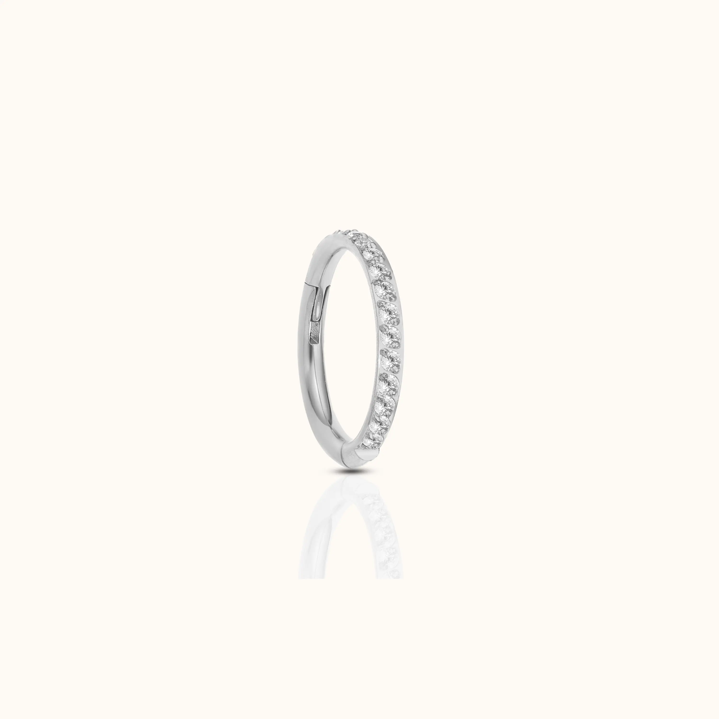 Classic CZ Clicker 6mm Titanium Hinged Hoop Earring