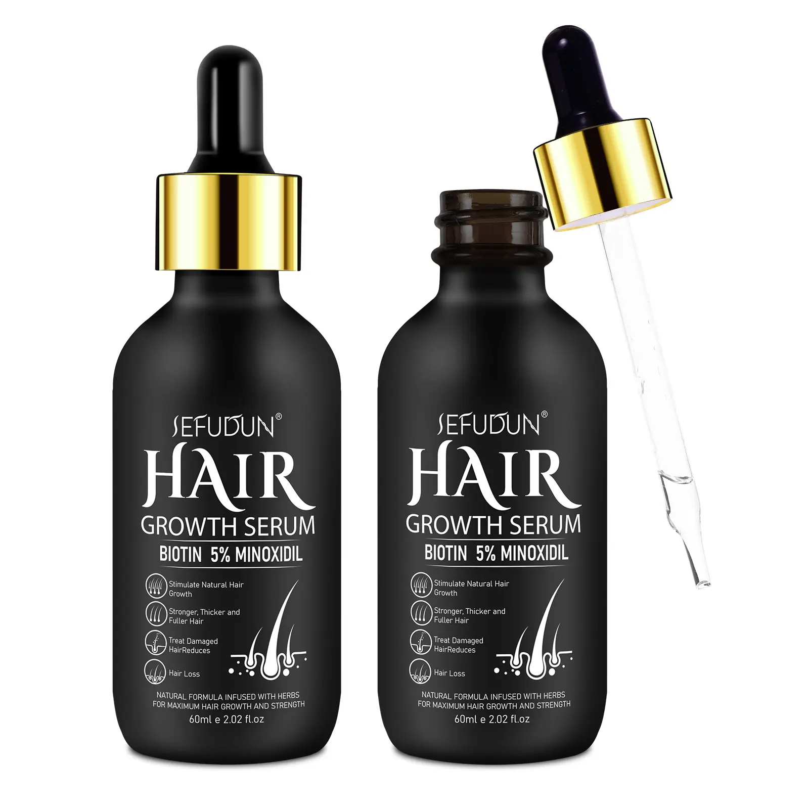 1 Count, 60ml, Sefudun Minoxidil Hair Growth & Density Serum (With Micro Needle Roller), 2.02 Oz Biotin Hair Regrowth Treatment, Beauty & Haircare Essence, Promotes Thicker & Healthier Hair, For Men & Women, Hair Thinning Serum, Haircare Product
