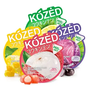 KOZED fruit fudge, candy that can be peeled, Halloween candy, assorted party candy, containing 28% juice, 4 bags (2.5 ounces each)