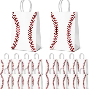 18 pcs Baseball Snack Bags For Kids with Handles Baseball Goodie Bags Favors Baseball Treat Bags Baseball Gift Bags Baseball Theme Party Supplies Baseball Birthday Party Supplies