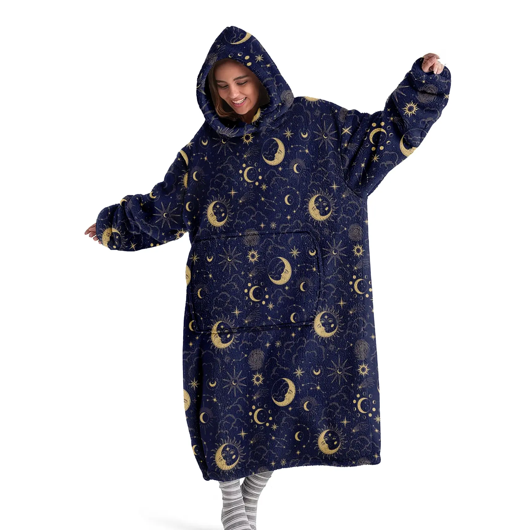 hoodie blanket，Wearable Blanket，Unisex Hooded Blanket, Wearable Throw, Soft Cozy Blanket, Vintage Moon Print, Printed Blankets, Soft Comfort Homewear, All-Season Warmth, Perfect Gift，Christmas Gift,Valentine's Day gift