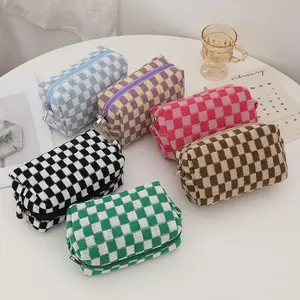 Checkerboard Pattern Pencil Case, 1 Count Large Capacity Pencil Bag, Multifunctional Stationery Storage Bag for School Office Home