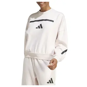 adidas Womens Z.N.E. Crewneck Sweatshirt Training Casual - White adidas Womens Z.N.E. Crewneck Sweatshirt Training Casual - White