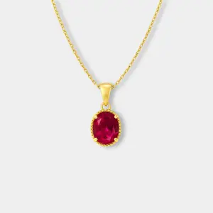 Oval Ruby Pendant Necklace