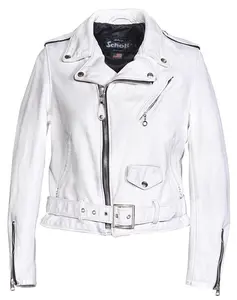 SCHOTT NYC: VINTAGE COWHIDE WHITE LEATHER MOTO JACKET