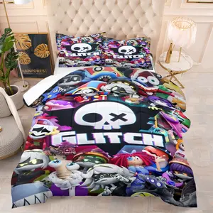"Murder Drones" and "THE AMAZING DIGITAL CIRCUS: PILOT" Collaboration Designed Comforter Set,Including 1 Quilt and 1 or 2 Core-Free Pillowcases,Suitable for Home or Dormitory Bedding Sets,Perfect as a gift for Family or Friends, Soft Bedding Sets