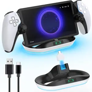 Charging Stand for PS Portal Remote Player, PS Portal Charging Dock with Light Modes, PS Portal Stand Charger, Portal Dock Station with Magnetic Connector, PS Portal Holder Base, PS Portable Game, Cable