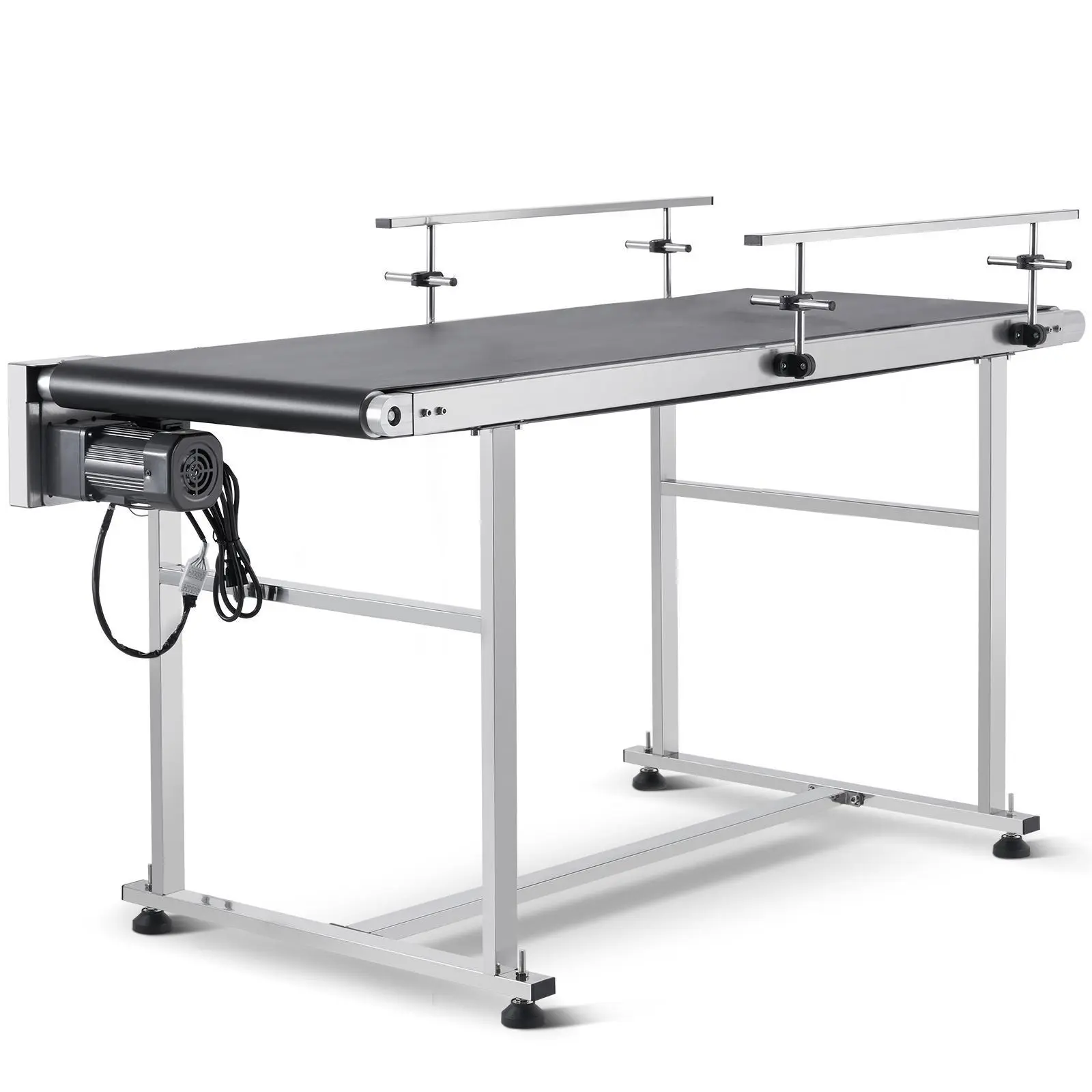 【Summerfinds】VEVOR Belt Conveyor, 59 x 23.6 inch Conveyor Table, Heavy Duty Stainless Steel Motorized Belt Conveyor for Inkjet Coding Applications Powered PVC Belt Anti-Static Adjustable Speed (Double Guardrail)