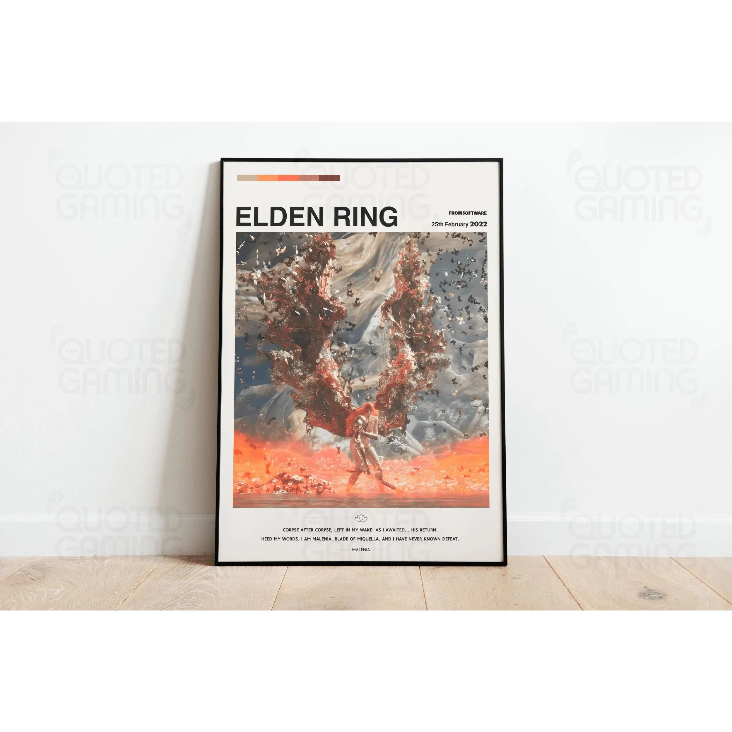 Elden Ring 2022 Unframed Poster, Malenia Fight Video Game Wall Art, Minimalist Dark Fantasy Gaming Room Decor, Retro Gamer Print