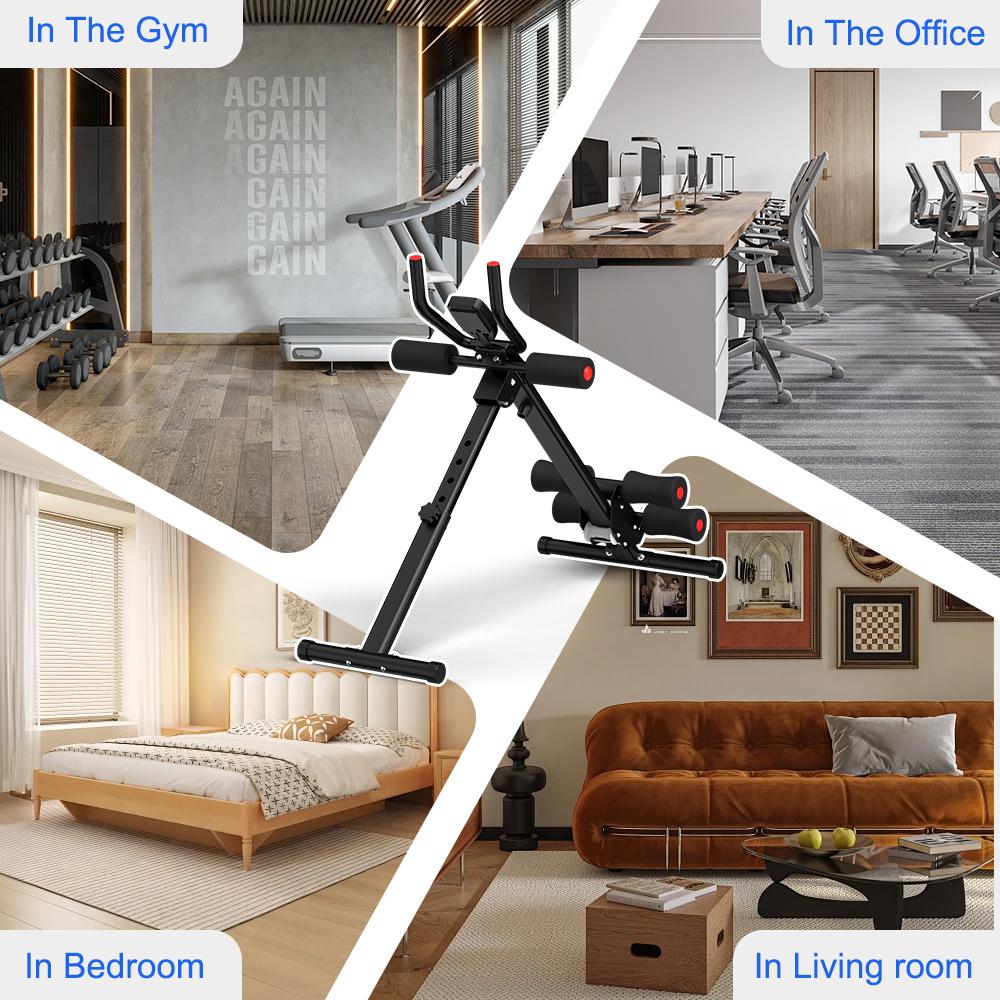 RELIFESPORTS Foldable Height-Adjustable Ab Machine, LCD Monitor Ab Trainer, Full-Body Core Workout Fitness Equipment Home Gym Abdominal Training Board