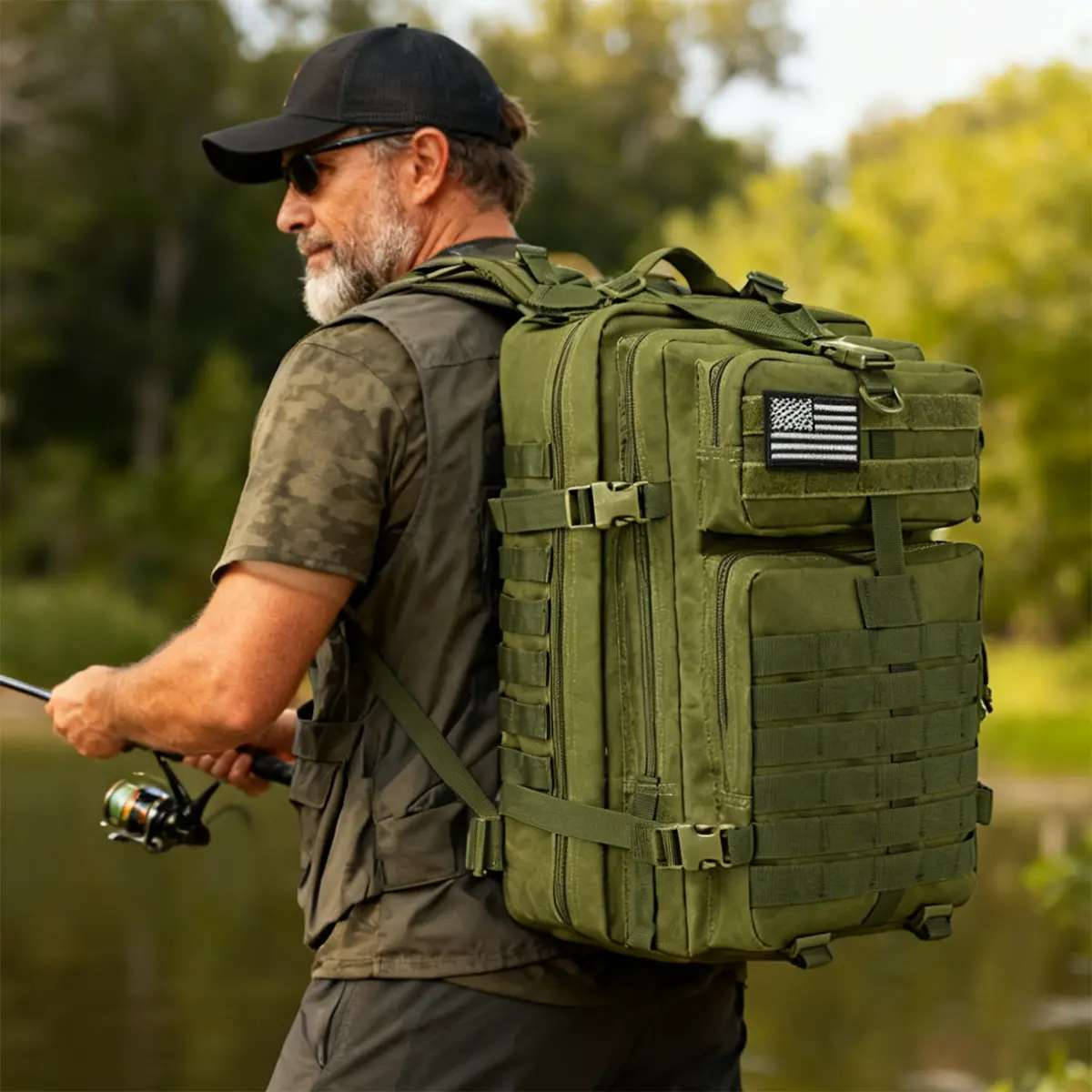 Male 45L Heavy-Duty Waterproof Tactical Backpack with MOLLE Webbing, 17" Laptop Pocket for Hiking, Commute, Sports & Outdoor, Camping & Hiking Bags & Packs, Sturdy Backpacks
