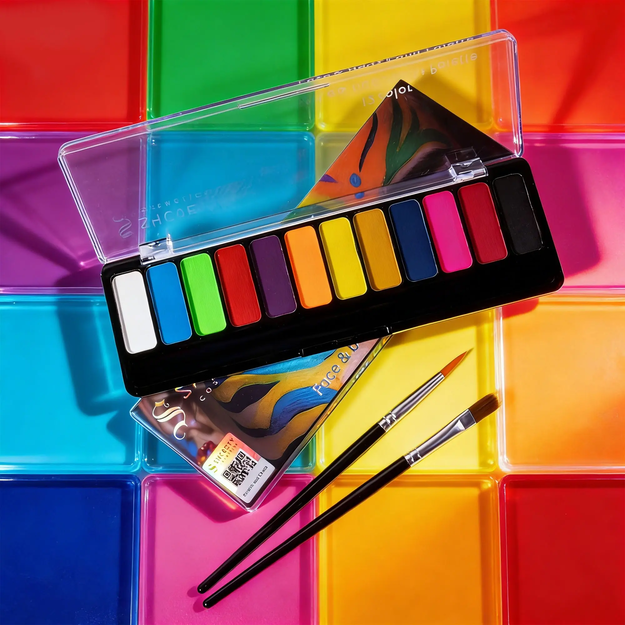 Waterproof Face Body Cosmetic Paint Palette, Non-Irritating Makeup, High Coverage Easy Application, Perfect for Music Festivals & Parties