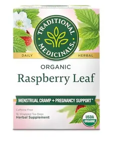 Traditional Medicinals Organic Raspberry Leaf Herbal Tea, Eases Menstrual Cramps & Supports Healthy Pregnancy, (Pack of 1) - 16 Tea Bags