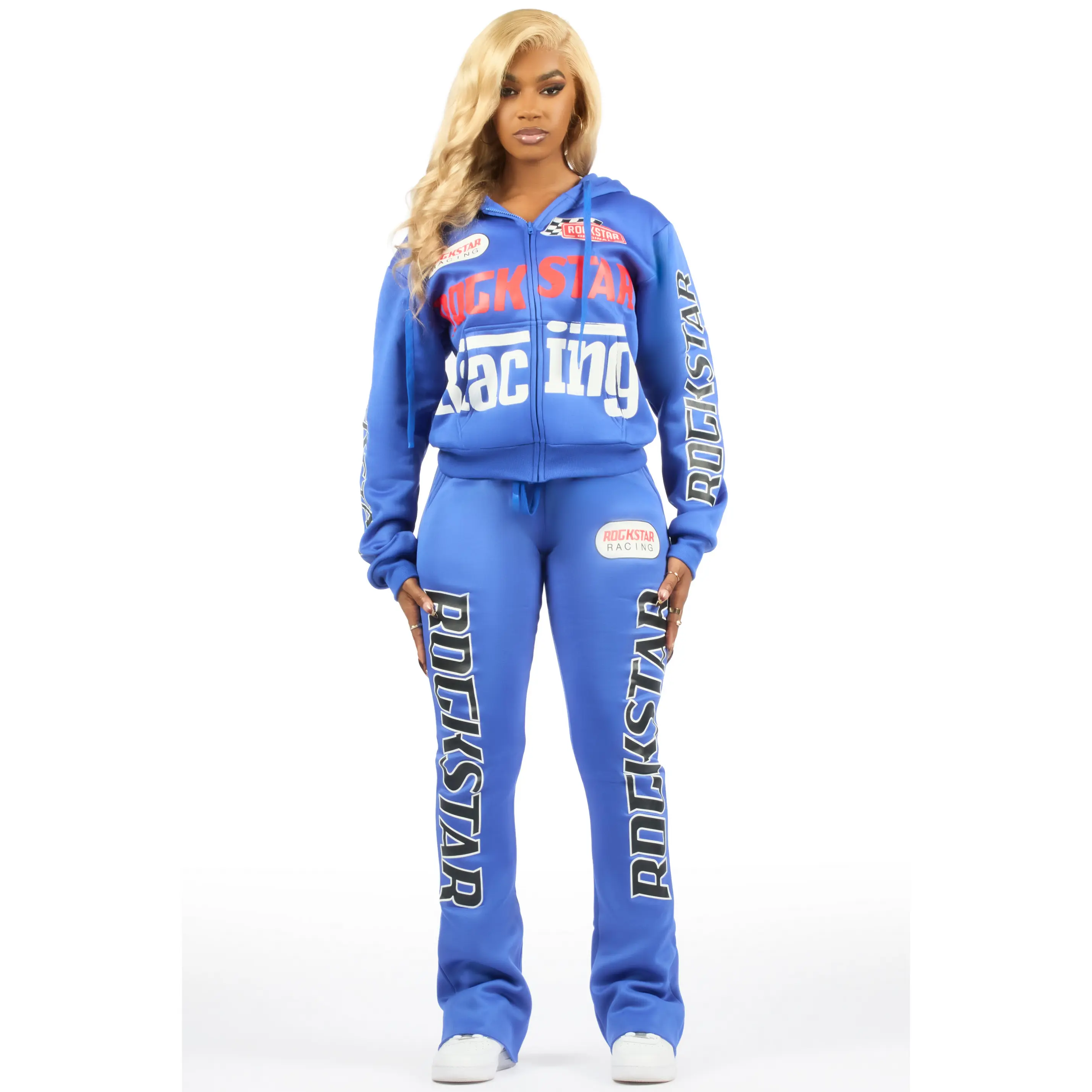 Tarie Royal Blue Zip Up Super Stacked Track Set