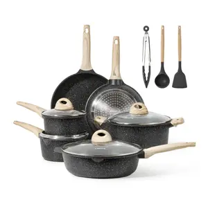 Carote Nonstick Pots and Pans Set, 13 Pcs Induction Kitchen Cookware Sets (Black Granite)
