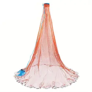 Fishing Net, 1 Count Strong Nylon Mesh Wire Net, Durable Fishing Mesh, Throw Net Cast Net for Saltwater Freshwater Fishing Trap with Zinc Sinker, Fishing Gear and Equipment, National Day Offers