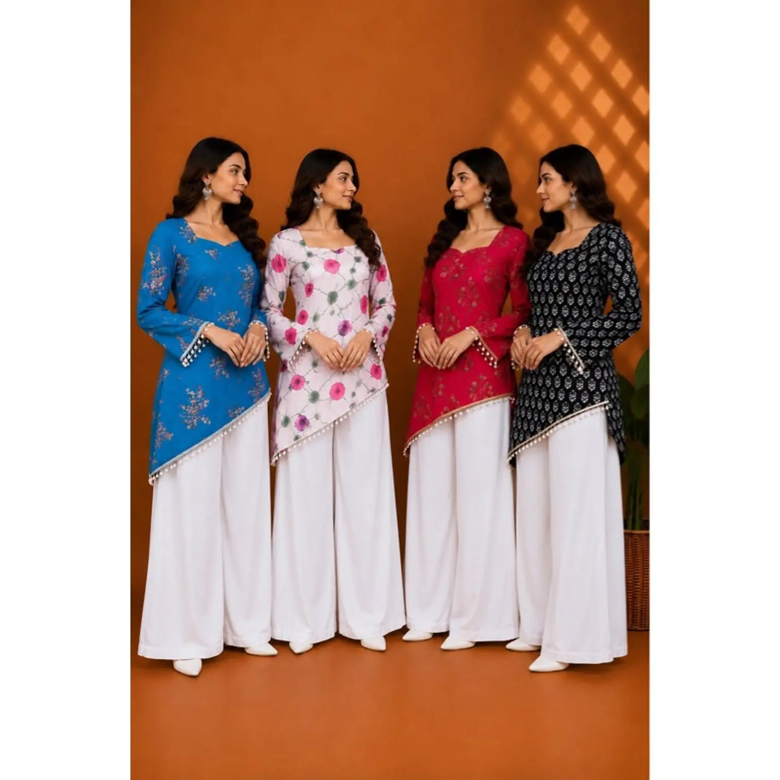 Beautiful side cut summer pearl lace Kurti tops for summer(no pants)