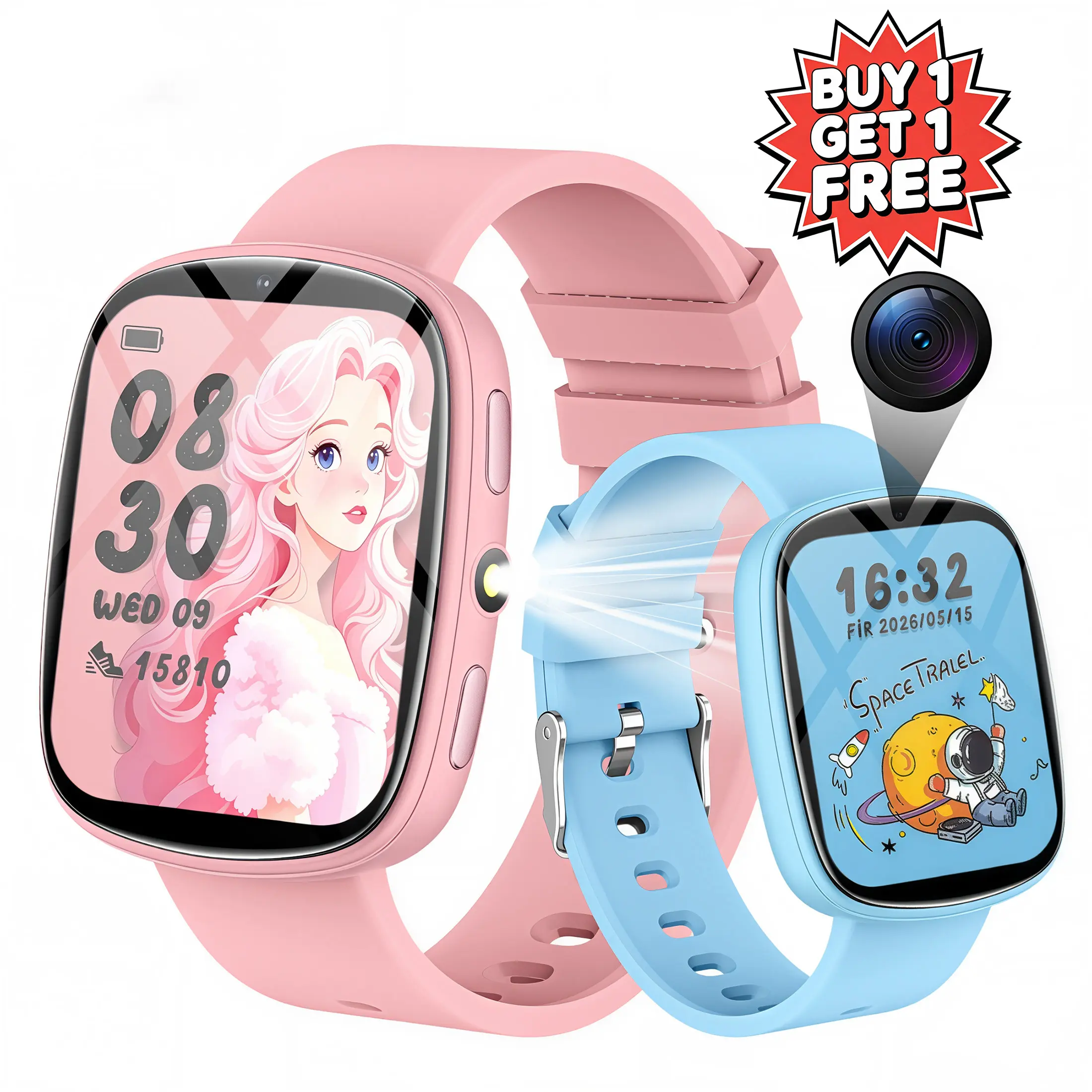 Children  SmartWatch for Ages 3-14,buy 1 get 1 free reloj smartwatch, built-in with 22 Educational Games, photo and video recording, flashlight, motion tracking, alarm clock, sleep monitoring functions, - Children's Day, birthday gifts
