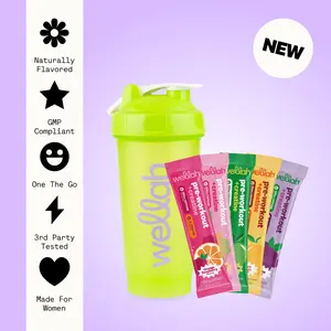Wellah Pre-Workout + Creatine Sample Pack - 6 Juicy Flavors & Green Shaker Bottle | Energy & Recovery Fitness Supplement with 200mg Caffeine & 3g Creatine