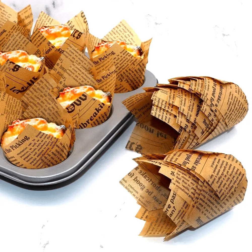 50 Pcs Tulip Cupcake Liners, Standard Size Baking Cups, Baking Accessories, Christmas Non-Stick Paper Cake Muffin Wrappers for Birthday Party Decorations, Home Baking Supplies, Bakery Supplies