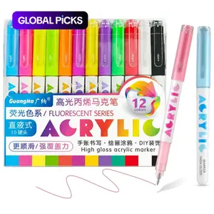 High Gloss Acrylic Markers,1mm Bullet Nib Acrylic Paint Pens Set,Bright Colors,Big Capacity ink,Wide Range of Uses,For Rock Painting, Canvas, Wood, Glass, Ceramic, Fabric, Plastic, Egg, Art Painting Supplies Kit #GLOBAL PICKS