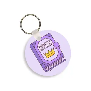 Viv&Lou Romantasy Book Lover Keychain - 2" Diameter Aluminum Round Keyring, Full Color One-Sided Print, Designed and Printed in the USA