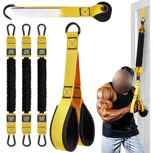 Heavy Duty Latex Resistance Training Equipment, Adjustable Resistance, Weight Loading Capacity 225 lbs, for Deltoid Push, Face Pull, Bicep Curl and Training Arms, Back, Abs and Shoulders Toning - Home and Gym Workouts, Workout Straps