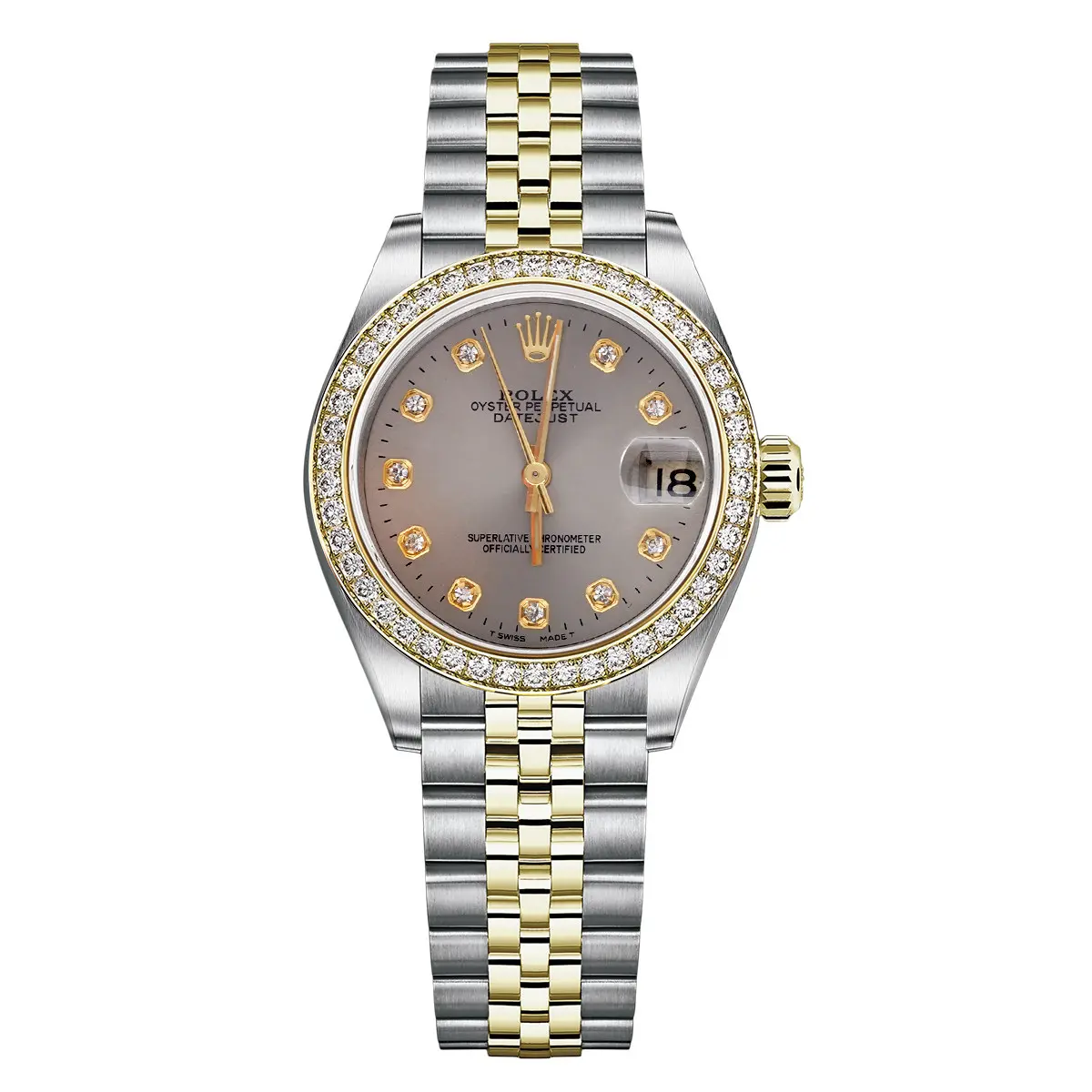 Rolex Datejust Women’s Watch – Model 68273, 31mm, Two-Tone with Custom Diamond Bezel, Automatic Movement, Grey Dial WHP038294 Joyce