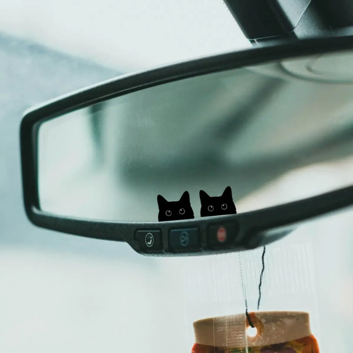 2PSC/SET cute kitten car rearview mirror stickers - peeking cat design, suitable for rearview mirror and side mirror, ideal Girly car accessories for women and girls, Aesthetic car accessory, car stickers and decals