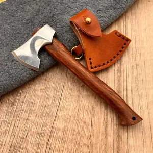 Mini axe with leather sheath, suitable for waist and neck hanging, multifunctional EDC tool for unboxing and opening letters