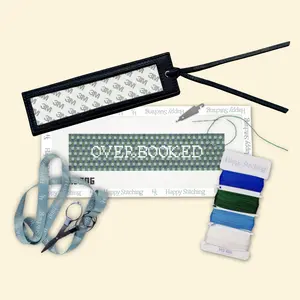 Happy Stitching - Overbooked Needlepoint Bookmark Kit - DIY Bookmark Kit - Crafts for Readers - Gifts for Book Lovers