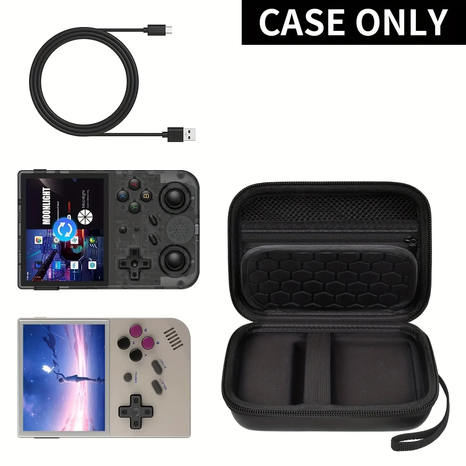 Travel Case Durable Portable Compatible with Rg353v/rg35xx/rg353vs Retro Handheld Game Console, Storage Stand Organizer Bag, Android Gaming Carrying Box Only