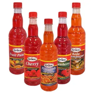 Grace Fruit Flavored Syrup Fruit Punch, Strawberry, Cherry, Pineapple Orange, Kola Champagne,