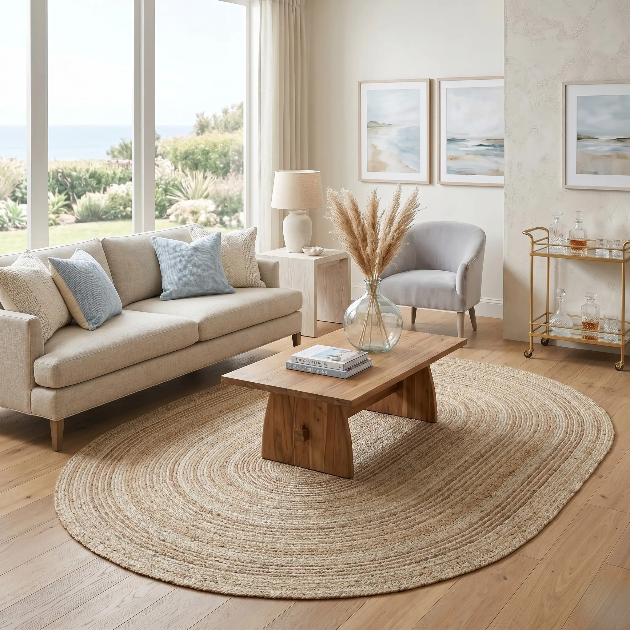 Doriane Farmhouse Striped Hand-Braided Jute Indoor Oval Area Rug - Reversible Eco-Friendly Sustainable Handcrafted Bohemian Decor