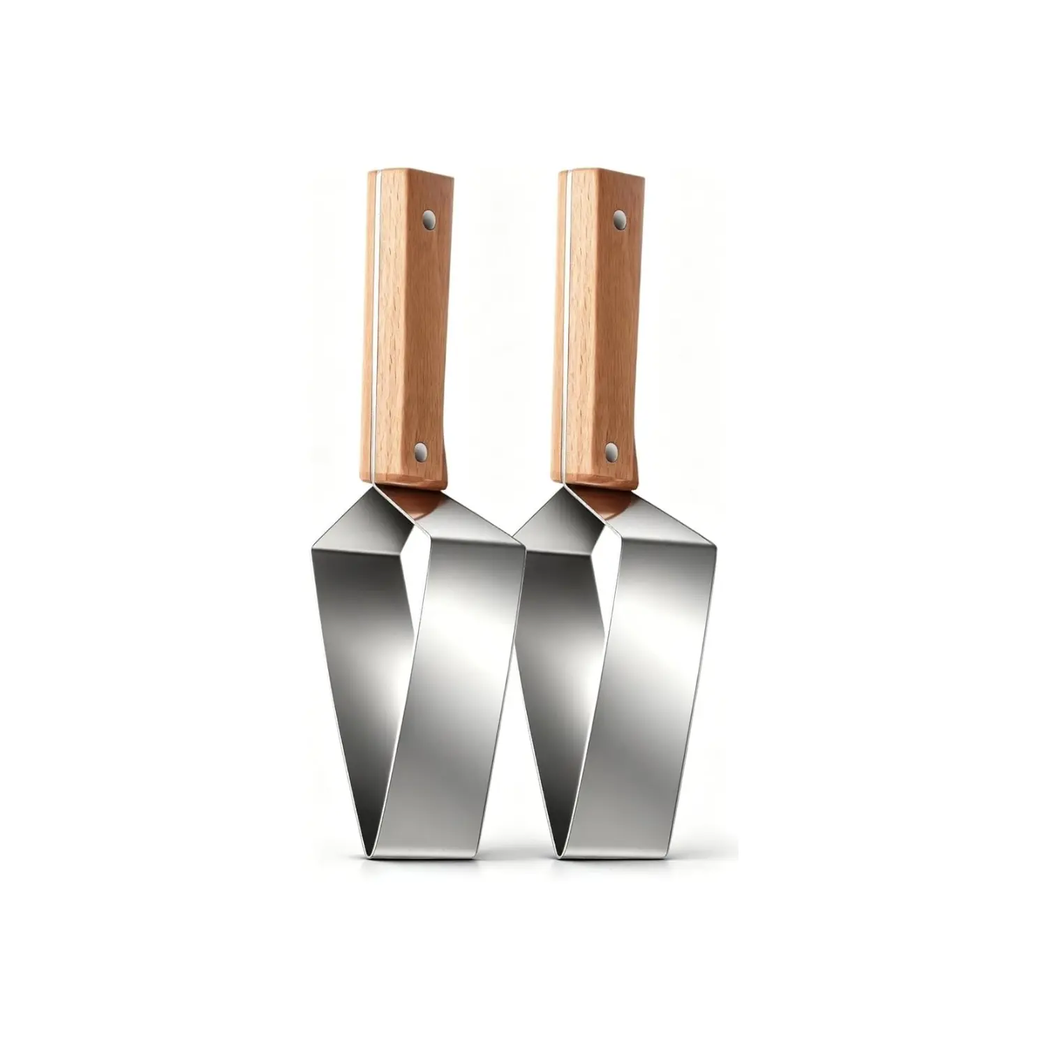 2-Pack Triangle Watermelon Slicer Set, 2026 Upgraded Stainless Steel Melon Cutter with Wooden Handle, Heavy-Duty Fruit Utensil for Cantaloupe, Honeydew, Summer Kitchen Gadget
