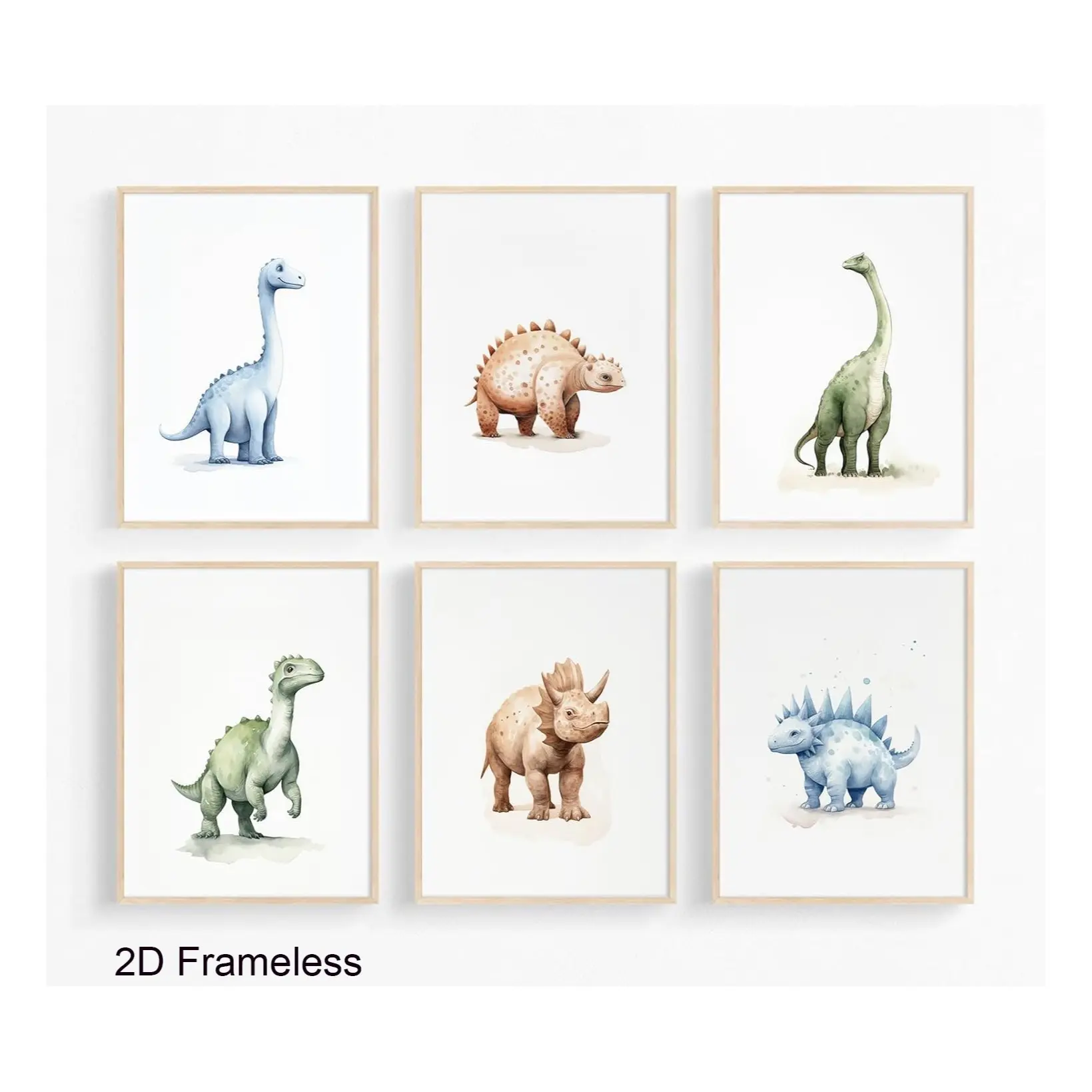 6-Piece Set, Dinosaur Watercolor Wall Art, Dinosaur Decor, Dinosaur canvas wall art suitable for boys' rooms, nurseries, dinosaur posters for toddlers, children's art prints, unframed wall art for boys' rooms and nurseries