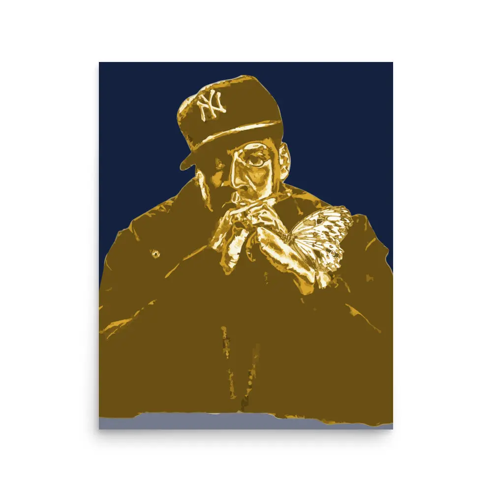 Golden Jay-Z Gold Wall Art Print – Hip-Hop Icon Portrait Decor for Fans