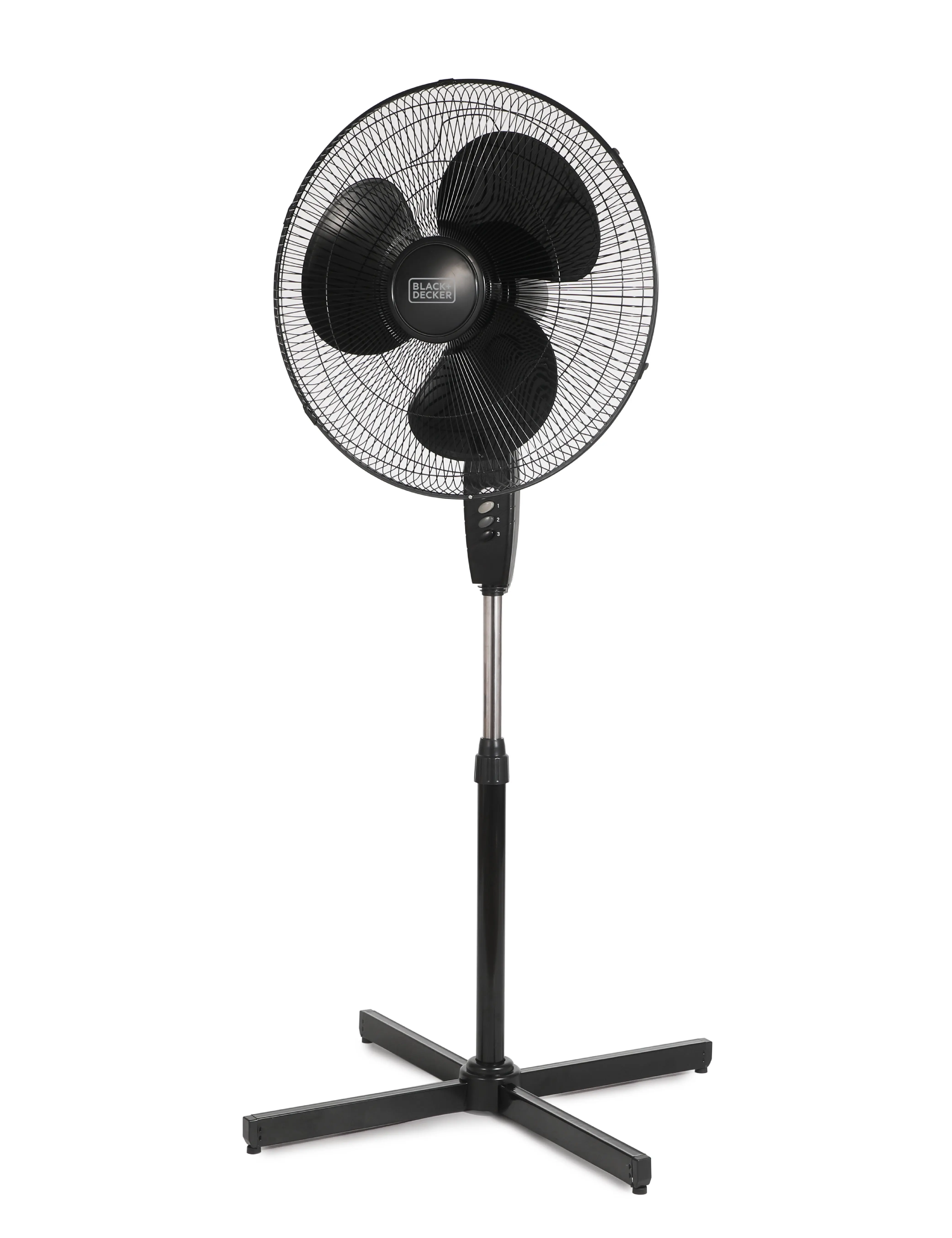 BLACK+DECKER 18-Inch Standing Oscillating Fan (BFP18SXB, Black) - 3 Speed Settings, Height-Tunable Pedestal Base, Tiltable Head, Adjustable Fans for Bedroom, Home Office, Garage