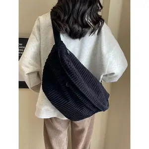 Women's Solid Color Fanny Pack, Fashionable Large Capacity Sling Bag for Daily Used, Casual Trendy Versatile High-quality Daily Commuting Bag