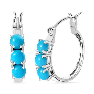 Sleeping Beauty Turquoise 925 Sterling Silver Earrings for Women Jewelry Ct 1.48 Birthday Christmas Gifts for Women