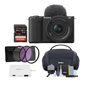 Sony Alpha ZV-E10 II Content Creators Camera with APS-C Mirrorless Lens and Lens Kit (Black) Bundle