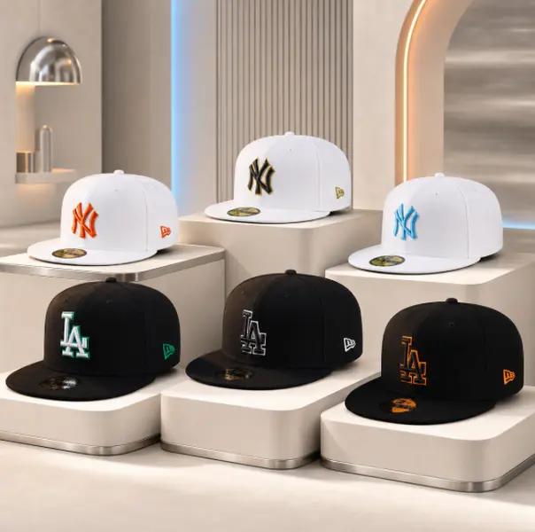 New Era NY & LA Snapback Baseball Cap Collection, Adjustable Flat Brim Embroidered Streetwear Hats for Men and Women, Multiple Colors